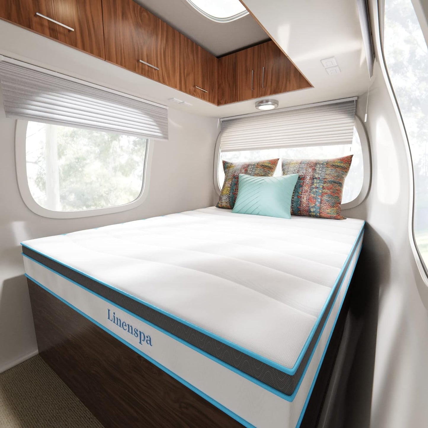 NEW - Linenspa 8 Inch SHORT QUEEN Memory Foam and Spring Hybrid Mattress - RV Trailer & Camper - Medium Firm Feel - Cooling & Conforming Support - Quality Comfort - Breathable - Bed in a Box - Short Queen Size - Retail $229