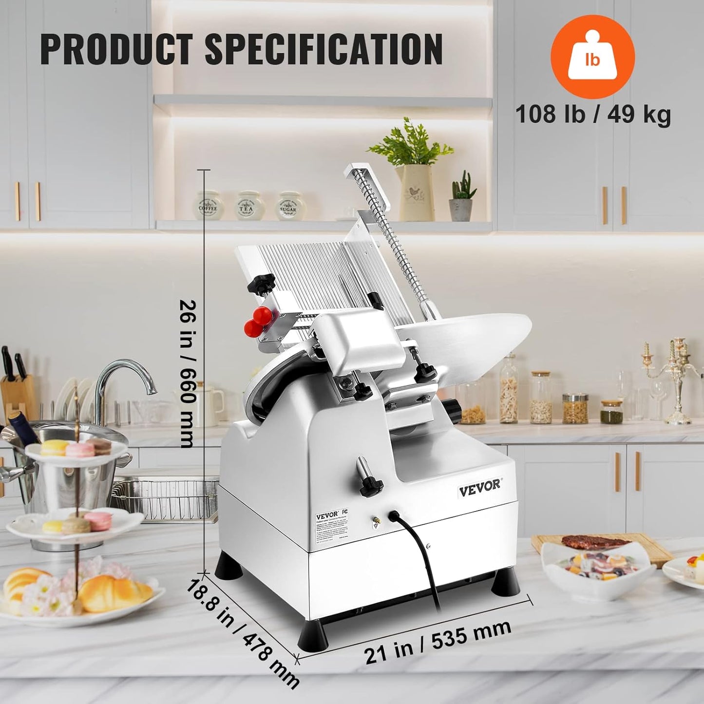 [non working] VEVOR Automatic Meat Slicer, 540W Deli Slicer with Two 10" Stainless Steel Removable Blade, 0-15mm Adjustable Thickness for Home Use, Child Lock Protection, for Meat Cheese Bread