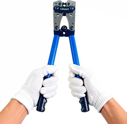 Battery Cable Lug Crimper - Heavy-Duty Wire Crimper for AWG 10-1, Hexagonal Crimping Tool with Aluminum Handle, High-Strength Steel, Wire EDM Cutting, Durable Battery Terminal Crimper for Copper Lugs