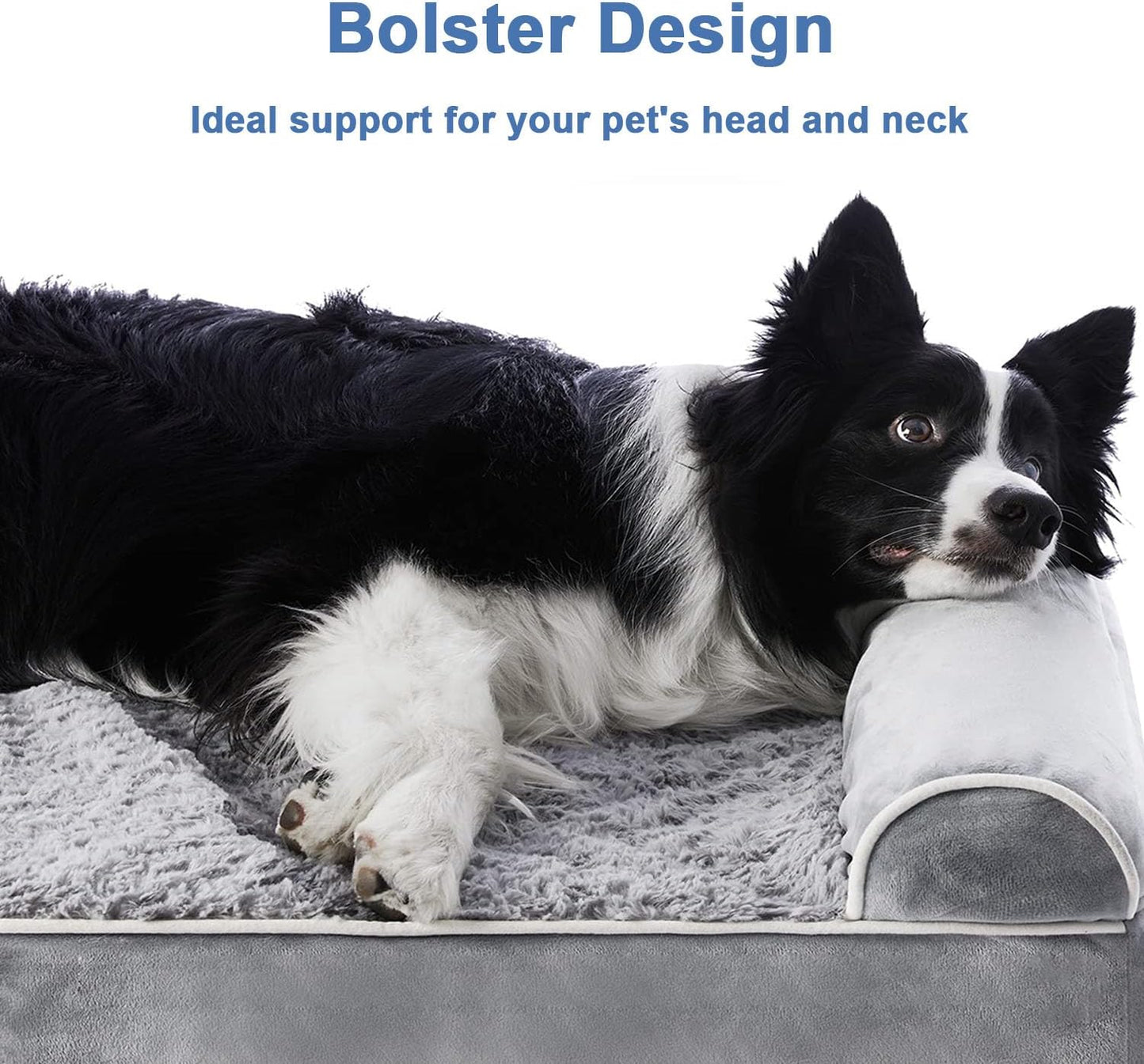 Figopage Orthopedic Dog Bed for Extra Large Dogs - Washable, Waterproof, Comfy Memory Foam Bolster, 42"L x 30"W x 7.5"Th