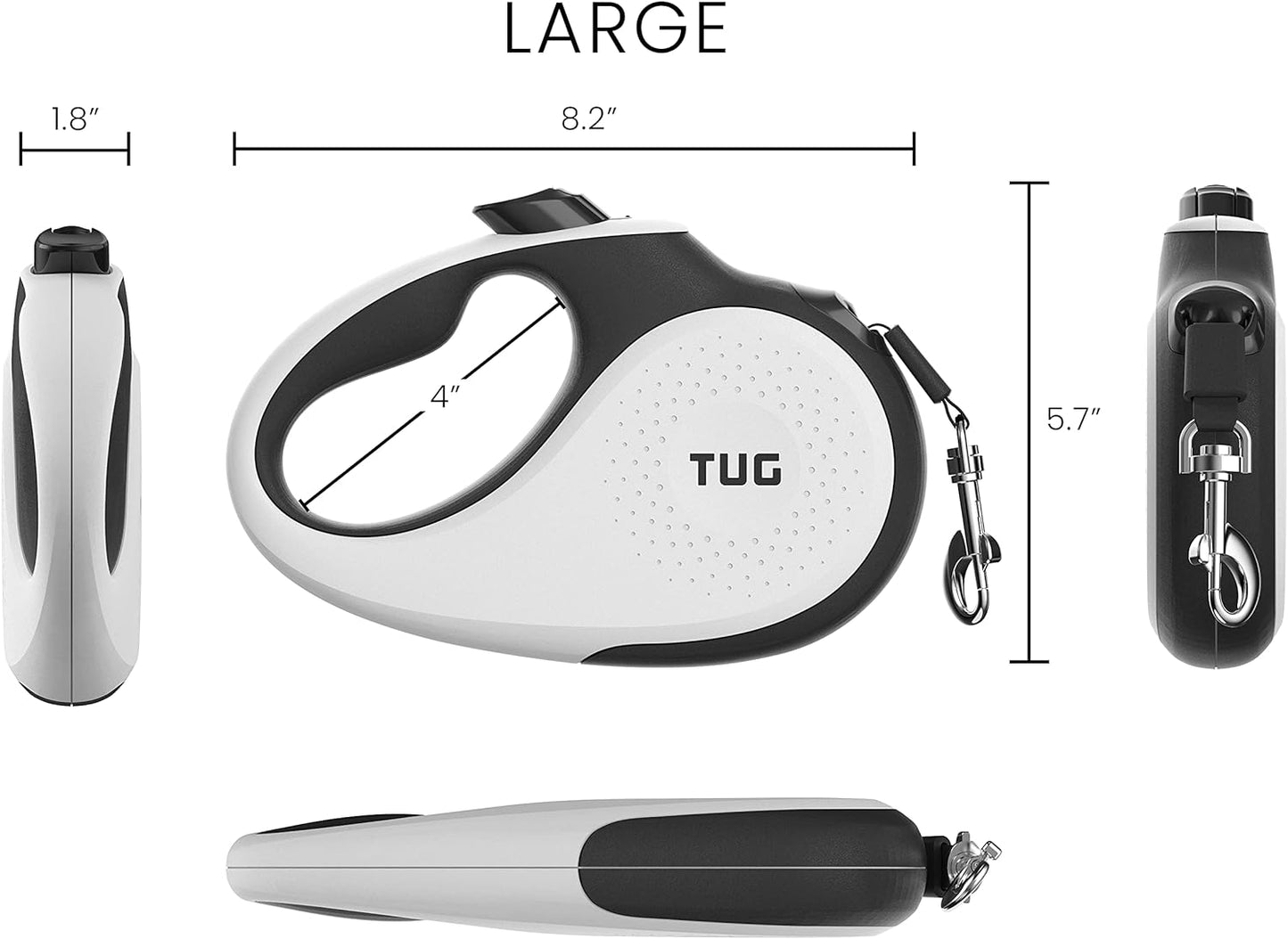 TUG 360° Tangle-Free Retractable Dog Leash | 16 ft Strong Nylon Tape | One-Handed Brake, Pause, Lock