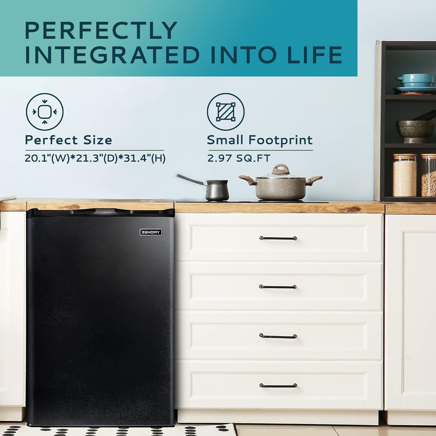 Euhomy Upright freezer, 3.0 Cubic Feet, Single Door Compact Mini Freezer with Reversible Door, Small freezer for Home/Dorms/Apartment/Office (Black) - Retail $219