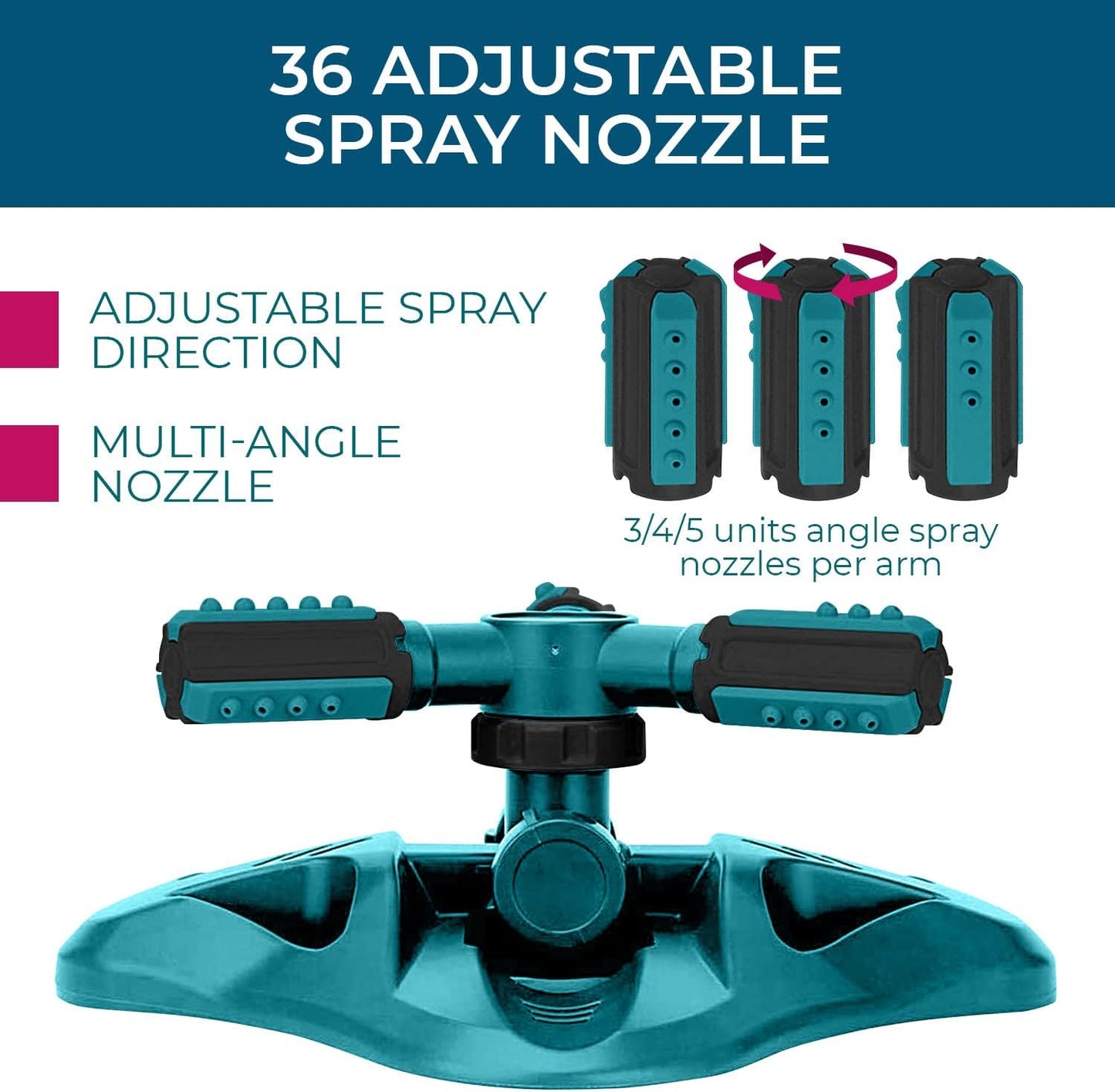 NEW - GrowGreen Sprinkler, Rotating Lawn Sprinkler, Large Area Coverage Garden Sprinklers, Strong Base with Brass Connectors - Retail $29