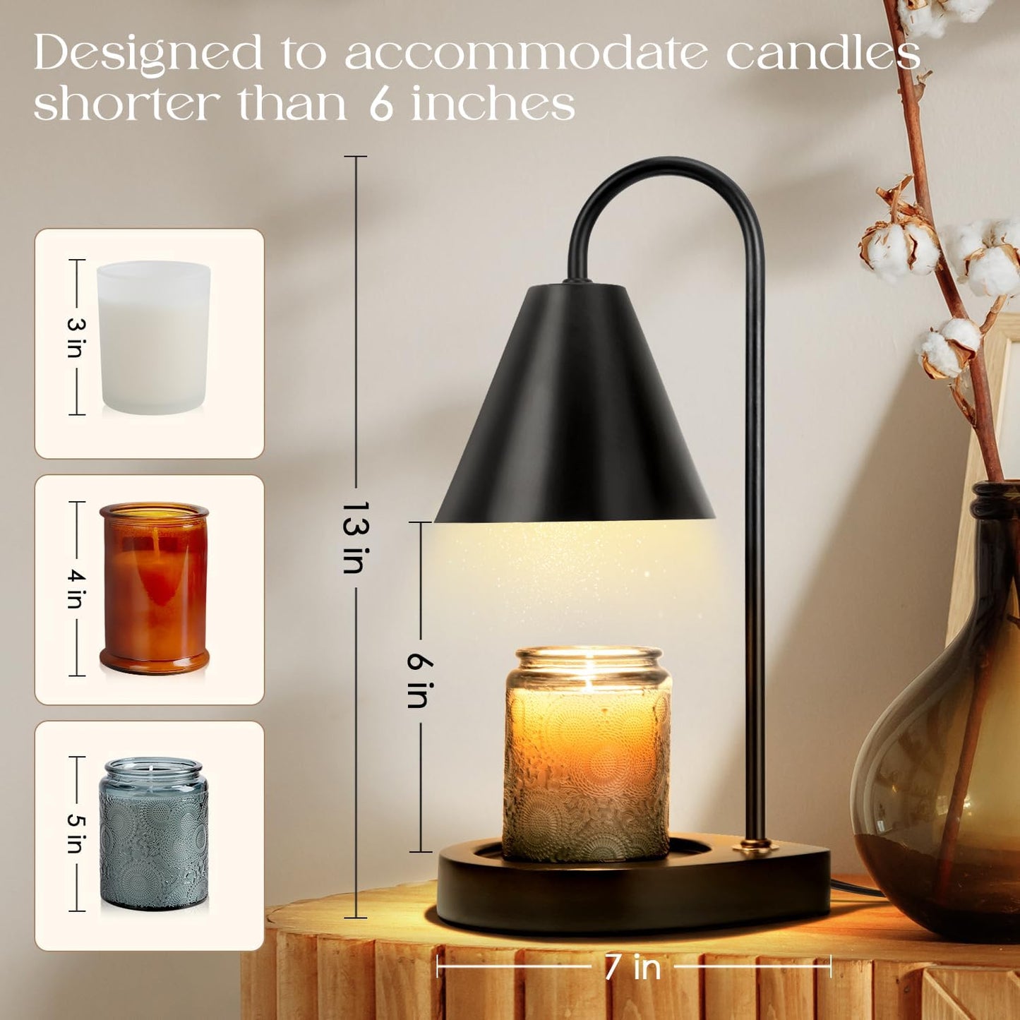 Candle Warmer Lamp - Dimmable Candle Lamp Warmer Electric with 2 Bulbs, Scented Wax Melter Warming Lamps No Smoke, Compatible with Various Candle Jars, Home Decor Gifts, Black Small Bedside Lamp - Retail $14