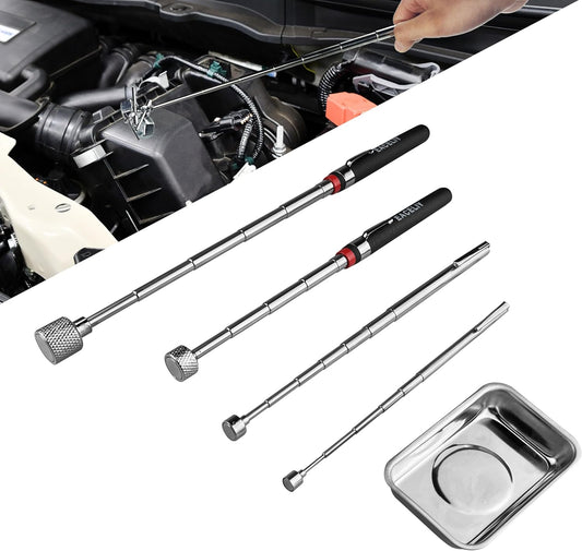5PCS Telescoping Magnetic Pickup Tool, Magnetic Pick-Up Sweeper, Telescopic design extends to 30.4 INCH reach, Extendable Handle for Easy Portability