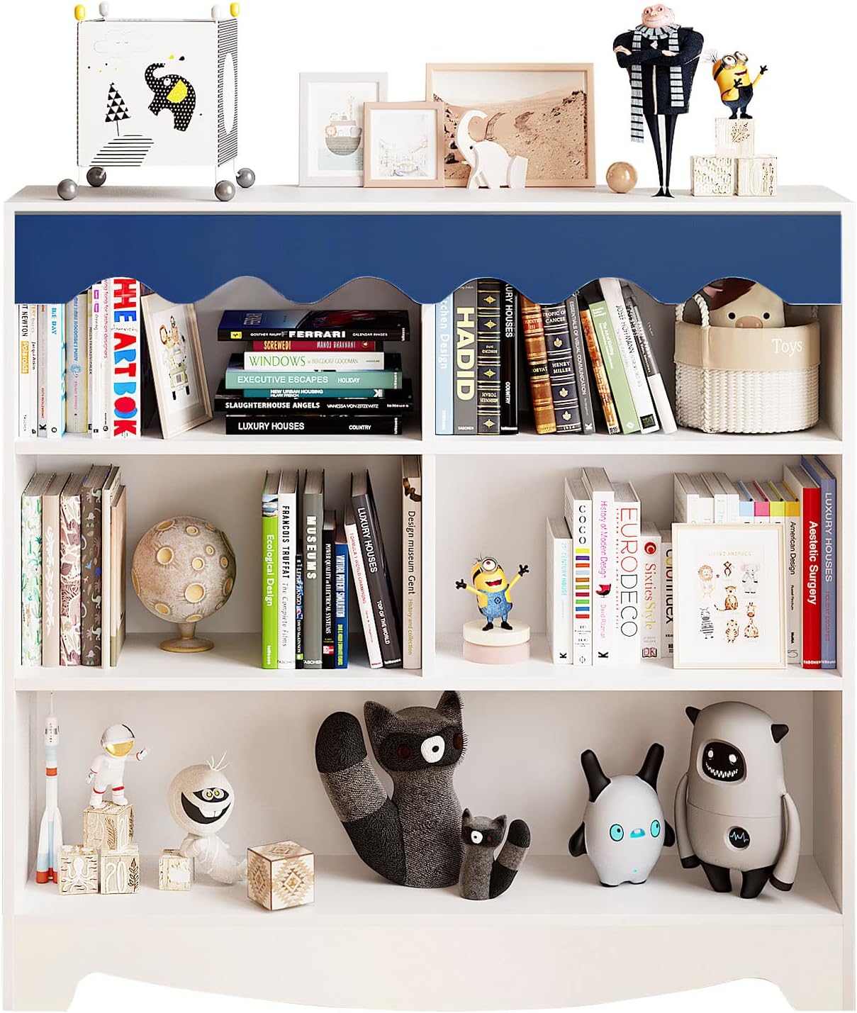 NEW - BURENMTO Kids Bookshelf White Wooden,Toy Organizers and Storage,3 Tier Bookcase Display Organizer,Baby Storage Book Rack for Playroom, Bedroom, Toddler Room, Nursery,Classroom - Retail $49