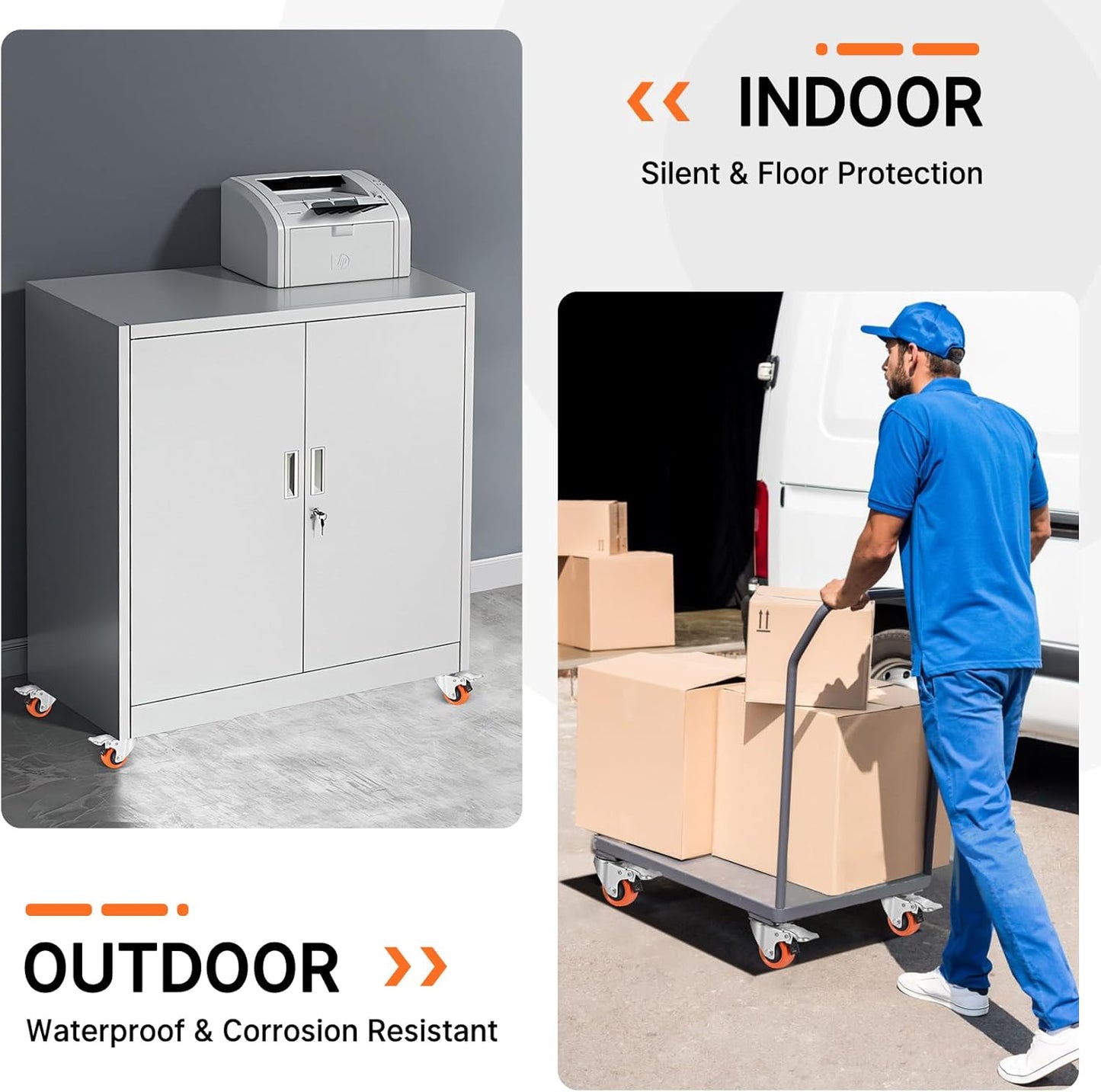 W B D WEIBIDA 5 inch Swivel Caster Wheels with Dual Locking, Heavy Duty Castors Set of 4, Silent Rolling, Top Plate Casters for Cart, Workbench, Furniture (Hardware Kits)