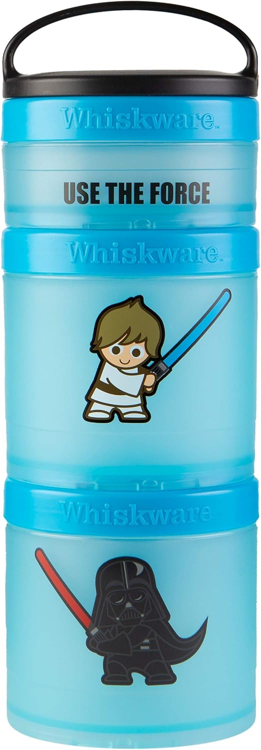 Whiskware Star Wars Stackable Snack Containers for Kids and Toddlers, 3 Stackable Snack Cups for School and Travel, Luke Skywalker and Darth Vader (Pack of 1) - Retail $14