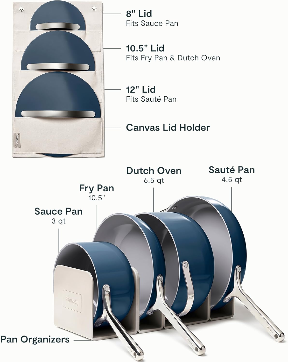 Caraway Non-stick Ceramic Cookware Set (12 Piece) Pots, Pans, Lids and Kitchen Storage - PFAS & PFOA Free