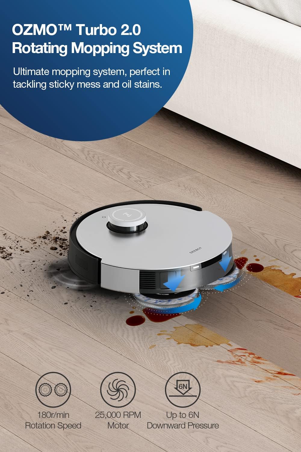 NEW - ECOVACS DEEBOT X1 Omni Robot Vacuum and Mop Combo with Self-Emptying, Auto-Wash, Auto-Refill and Auto-Hot Air Drying - Retail $590