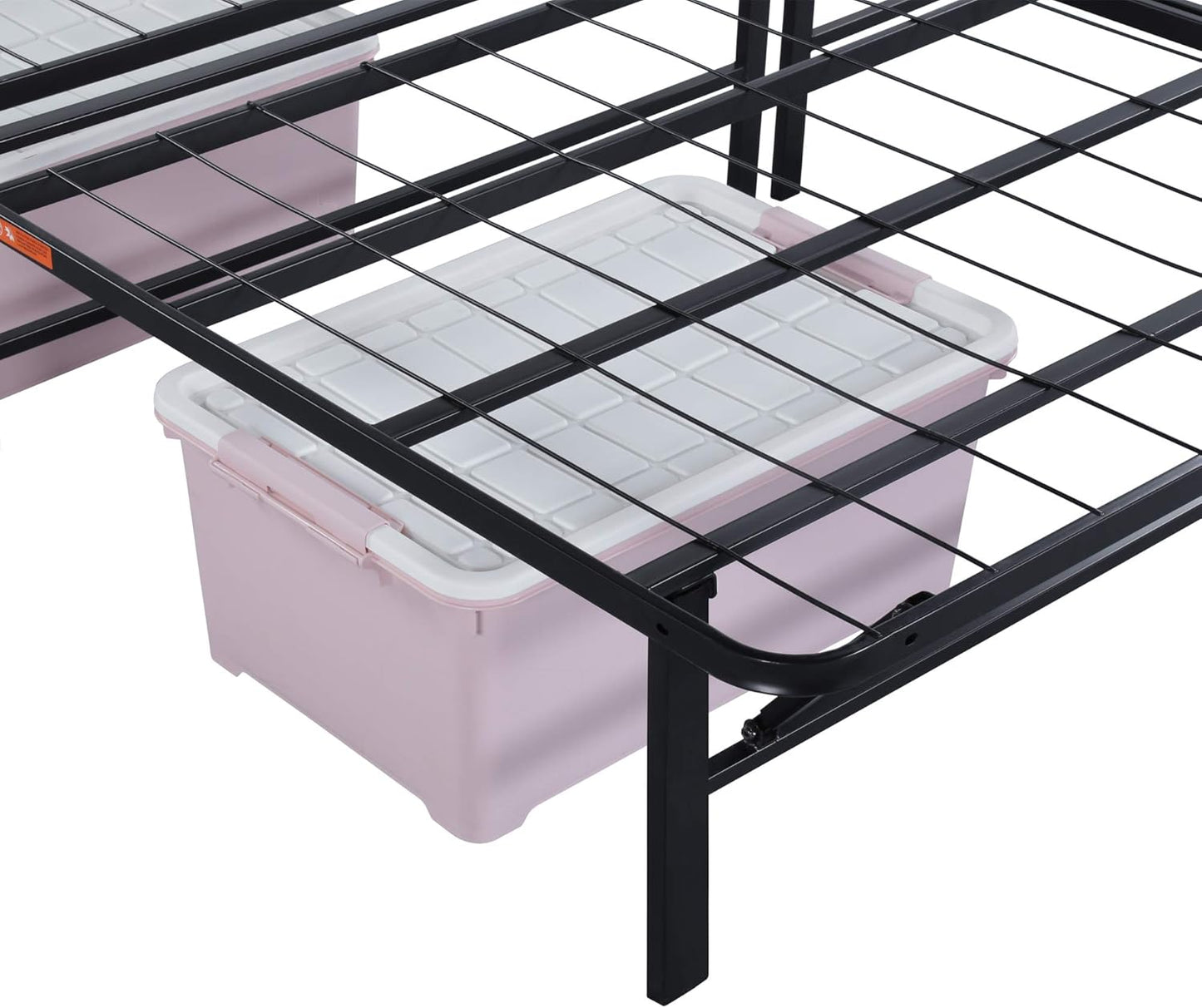 NEW - PrimaSleep 14 Inch Foldable Heavy Duty Metal Bed Frame/Under-Bed Storage/Comfortable Base Bed Frame/No noise/Black/Full - Retail $65