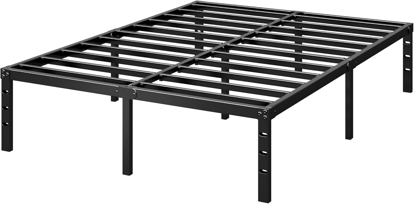 Metal Platform Bed Frame 14 Inch Tall,No Box Spring Needed,Queen Size Bed with Heavy Duty Strong Support Slats,Easy to Assemble,Black - Retail $50