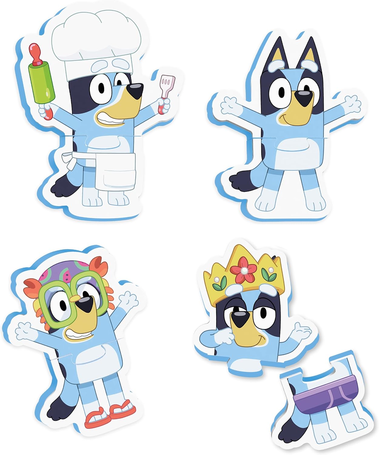 Tomy Toomies Bluey Bath Puzzle - Mix and Match Bluey Puzzle - Foam Toddler Bath Toys - Includes Mesh Bag Bath Toy Storage with Suction Cups - 8 Count - 18 Months and Up