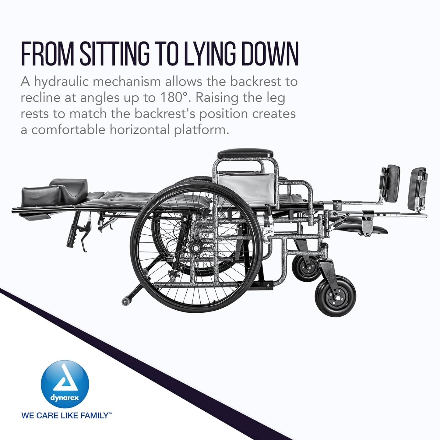 NEW - Dynarex Bari+Max Bariatric Reclining Wheelchair with Elevating Leg Rest, Extended Headrest, Foldable Frame - 24" Seat, 500 Pounds Weight Capacity - Retail $715