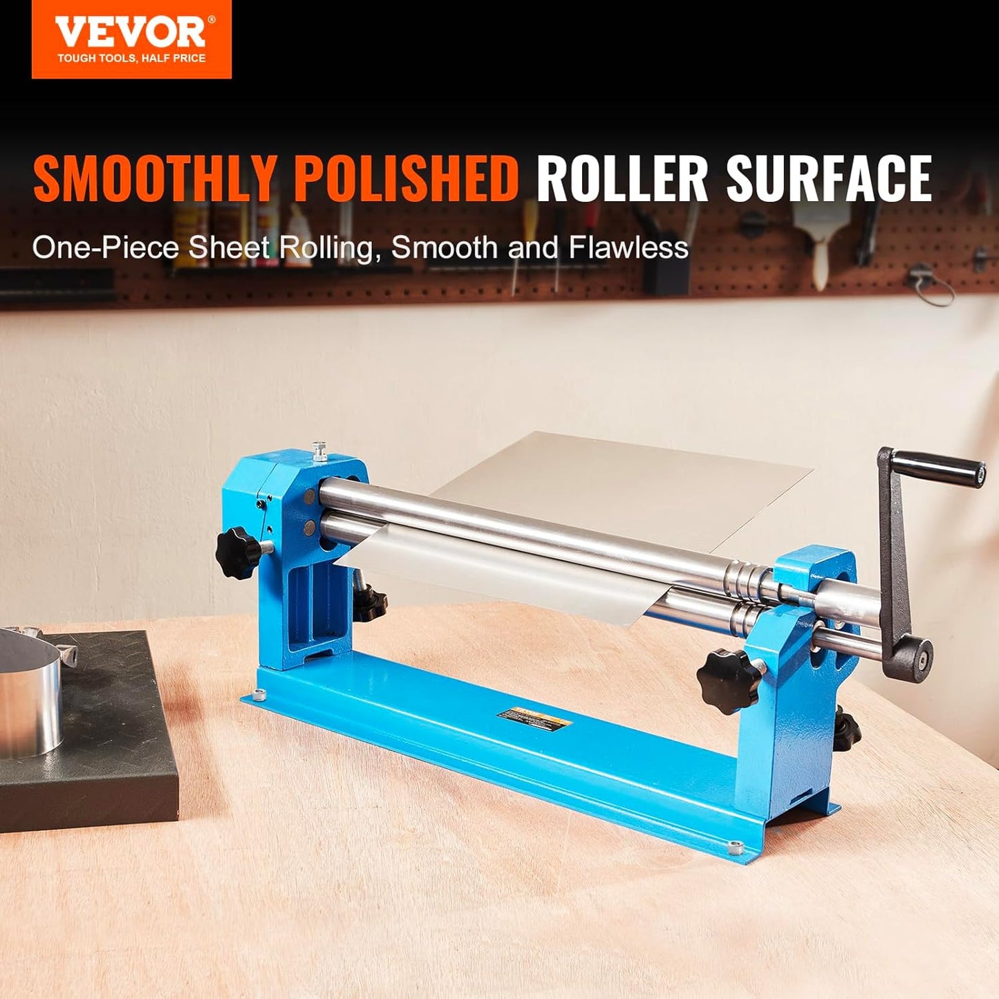 VEVOR Slip Roll Machine, 24 inches Forming Width in 16 Gauge Capacity, Sheet Metal Slip Roller Rolling Bending Machine, with 2 Detachable Rollers for Low Carbon Steel Copper Sheet Aluminum Alloy Sheet - Retail $233