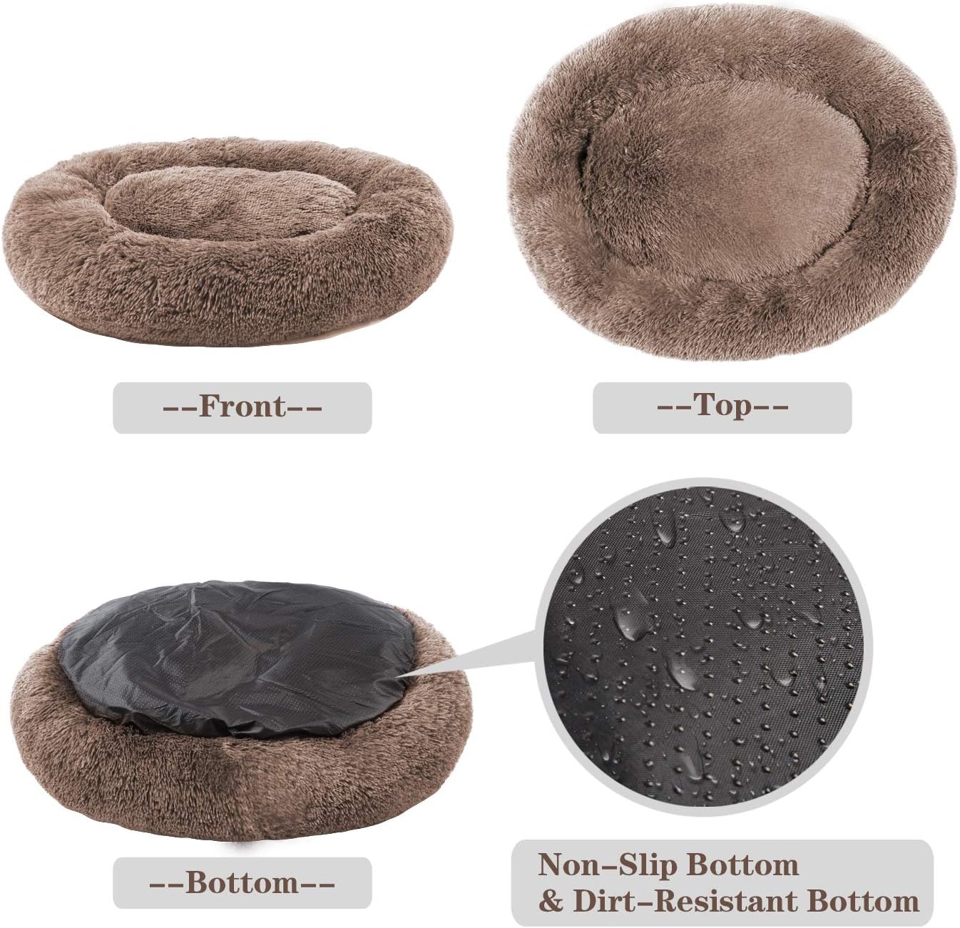 MFOX Calming Dog Bed Small Faux Fur Donut Cuddler Up to 30 lbs