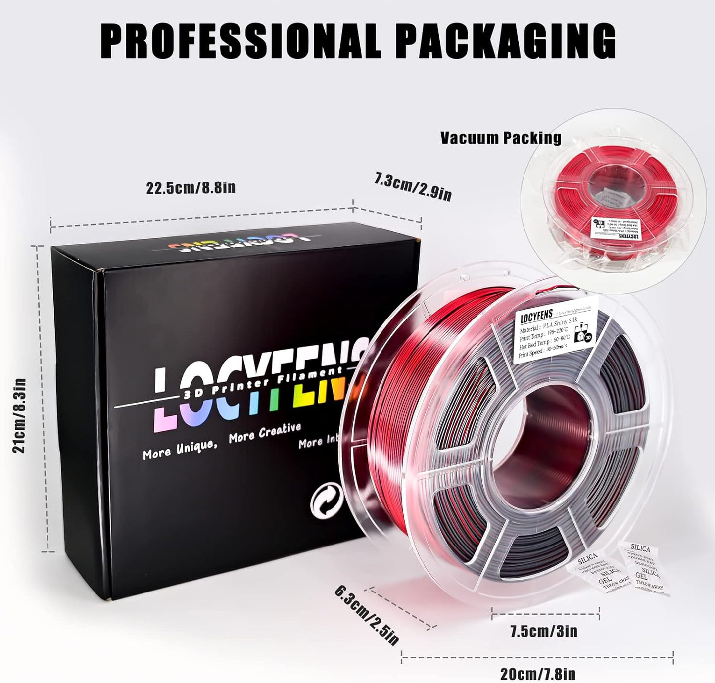 PLA Filament 1.75mm, Silk PLA 3D Printer Filament, High Speed Printing Dual Color Filament Black Red 2 in 1 Coextrusion 1.75 PLA Filament +/-0.02mm, 1kg/2.2lb