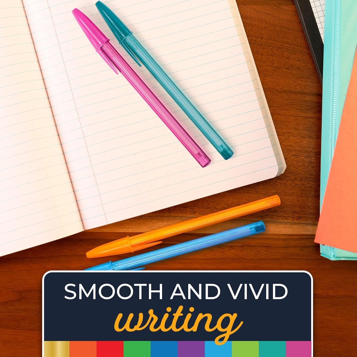 BIC Color Cues Pen Set, 60-Count Pack, Assorted Colors, Fun Color Pens for School Supplies, Includes BIC Cristal Xtra Smooth Ballpoint Pens