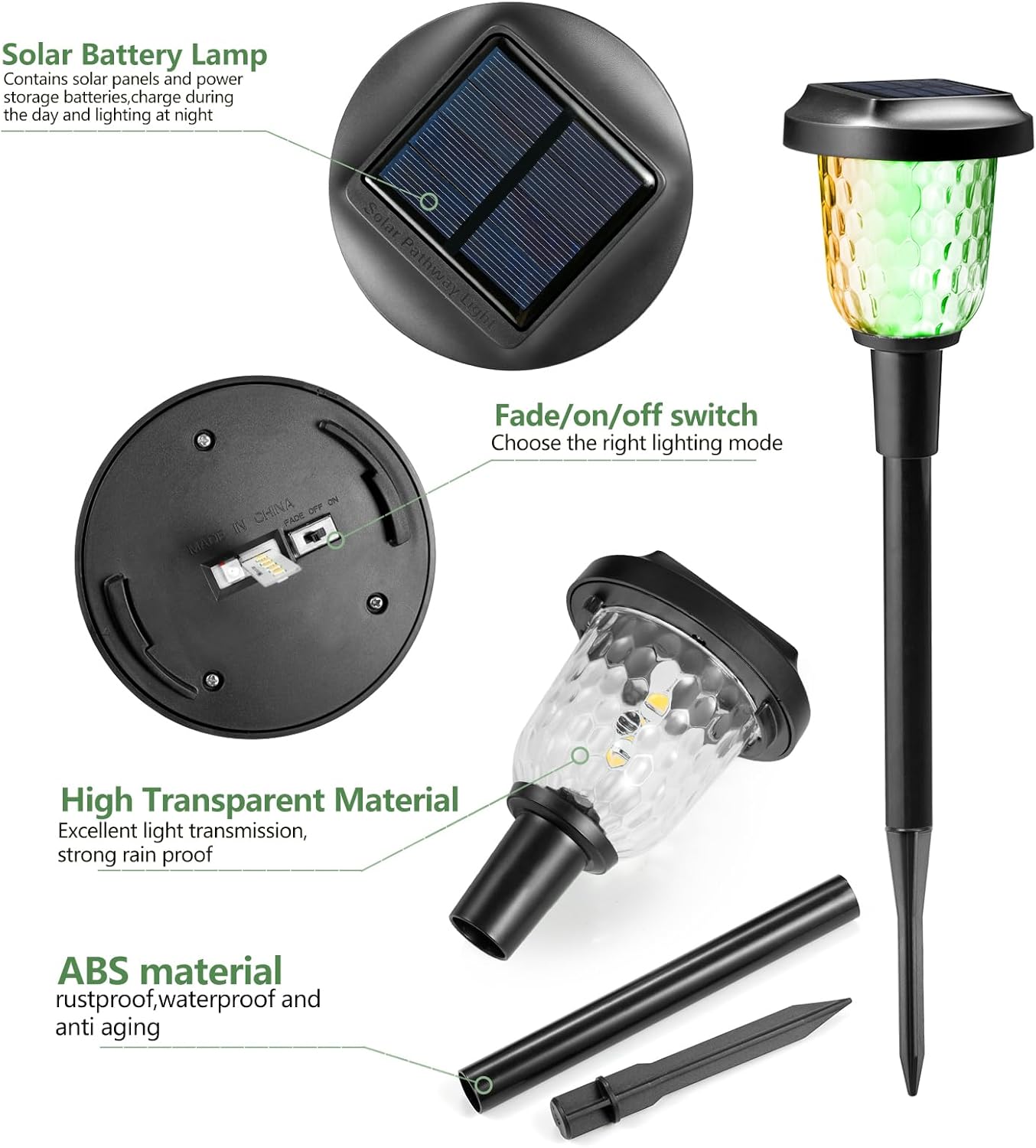 Solar Outdoor Lights,6 Pack Dream Dynamic Solar Pathway Lights,Waterproof Color Changing Solar Walkway Lights Maintain 10 Hours of Lighting for Garden, Landscape, Path, Yard, Patio, Driveway