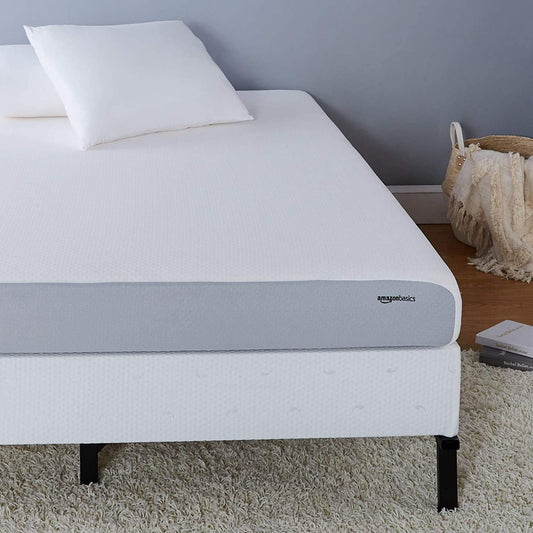 NEW - Amazon Basics Memory Foam Mattress, Soft Plush Feel, 6 Inch, Full, White/Grey - Retail $147