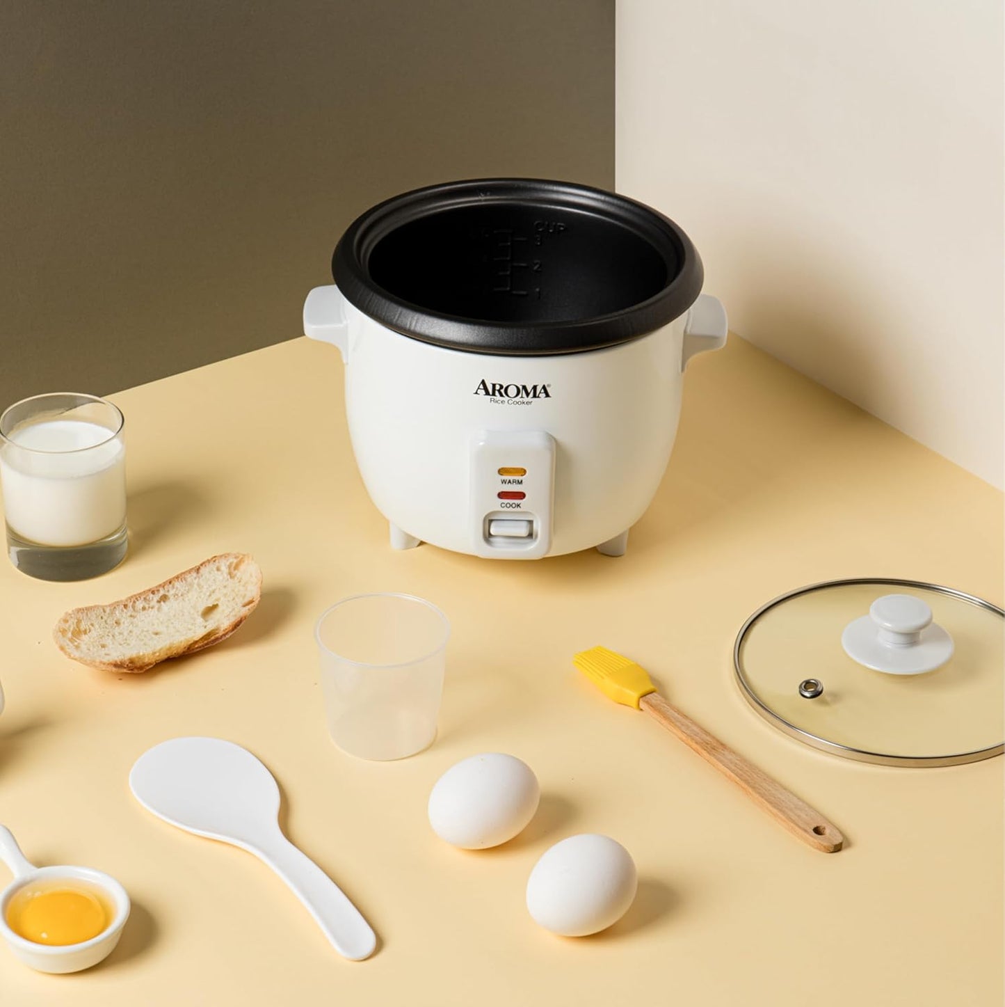 NEW - Aroma Housewares Aroma 6-cup (cooked) 1.5 Qt. One Touch Rice Cooker, White (ARC-363NG), 6 cup cooked/ 3 cup uncook/ 1.5 Qt.