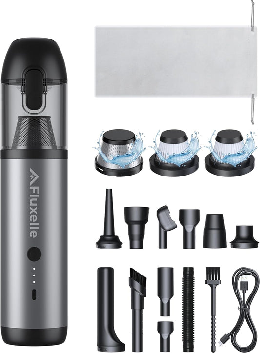 Car Vacuum Portable Cordless, 23000Pa Max Suction 4 in 1 Mini Handheld Vacuum Cleaner, 18W Fast Charging, 11 Attachments, Multifunctional Vacuum for Car, Home, Pet, Office