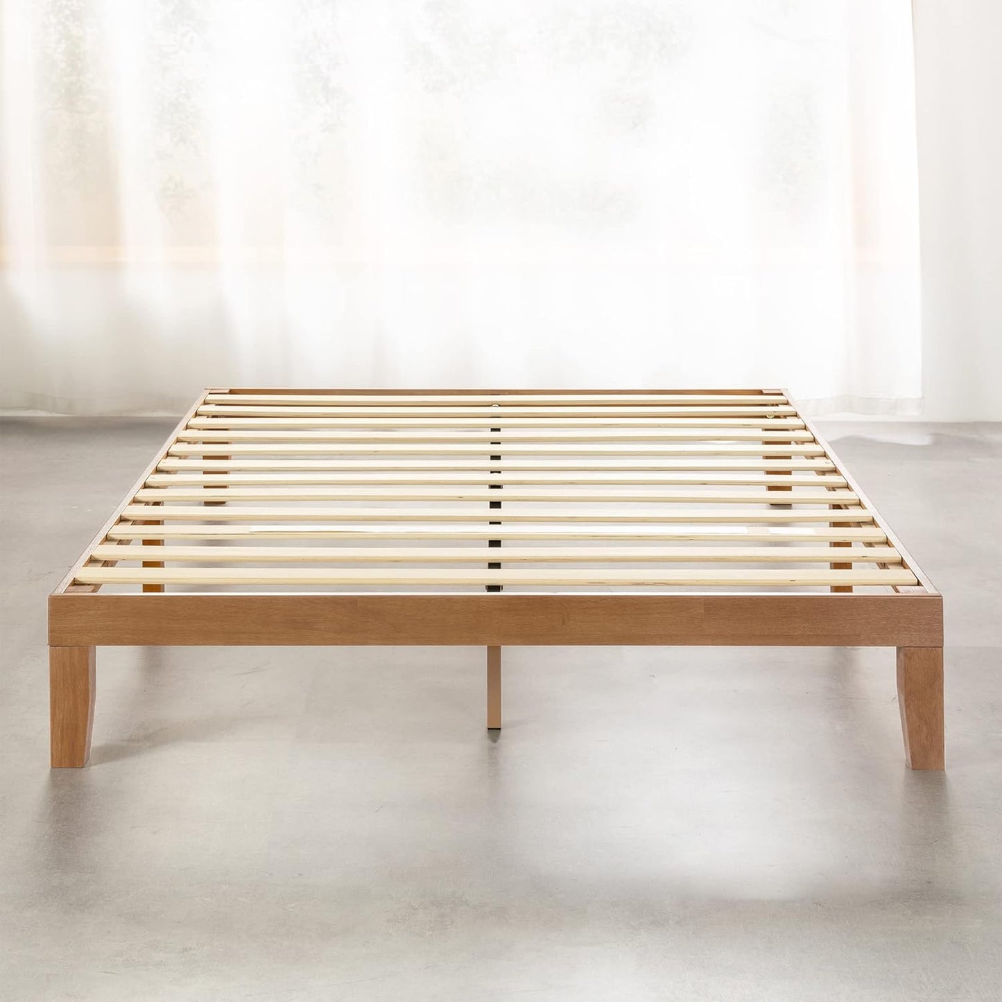Mellow FULL 12 Inch Naturalista Classic - Solid Wood Platform Bed with Wooden Slats, No Box Spring Needed, Easy Assembly, Full, Natural Pine - Retail $140