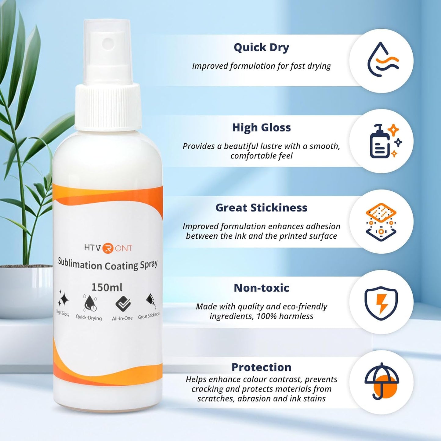 HTVRONT Sublimation Coating Spary for Cotton Shirts - Upgrade Version 2x150ml Sublimation Spray for All Fabric, Canvas, Pillow, Shirts, Carton, Sublimation Spray Quick Dry & High Gloss & Washable - Retail $17
