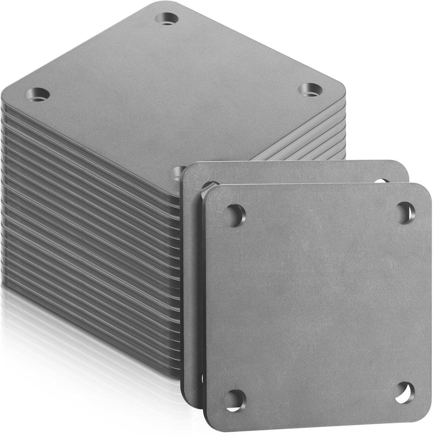 20 Pcs A36 Steel Plate Hot Rolled Steel Plate Base with 4 Holes 3/8 Inch Diameter, 3/16 Inch Thick Weldable Metal Sheet for Structure Support and Industrial Use (4 x 4 Inch)