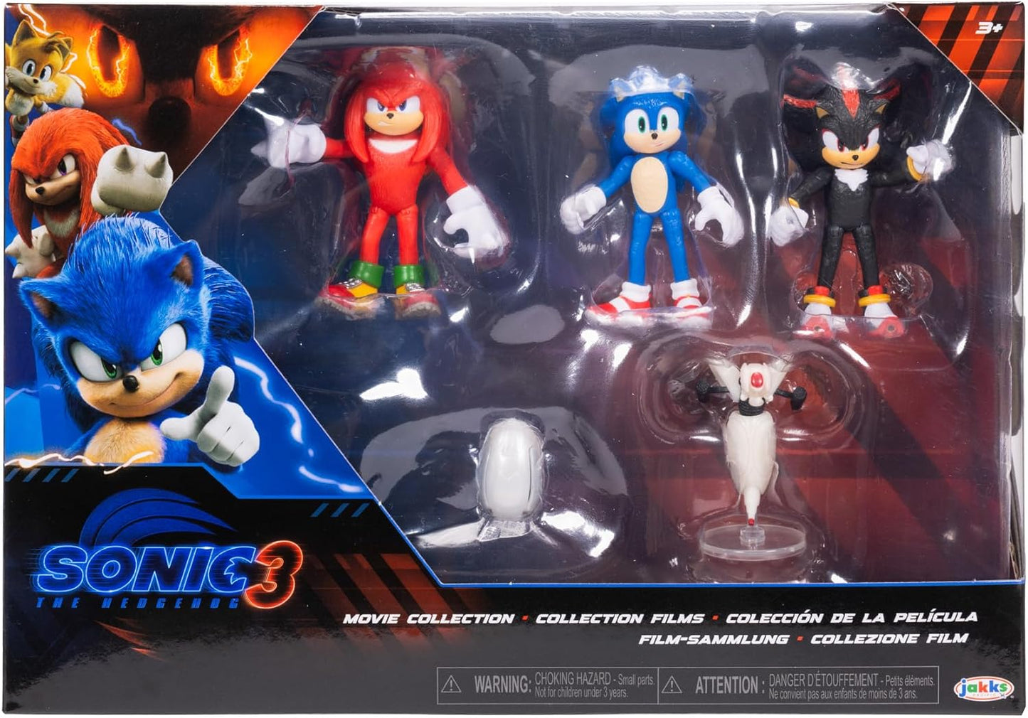 Sonic 3 Movie Action Figures 2.5-Inch Movie Collector Toy Figure Multi-Pack Includes Sonic Knuckles Shadow Buzz Bomber & Drone- Officially Licensed Toys
