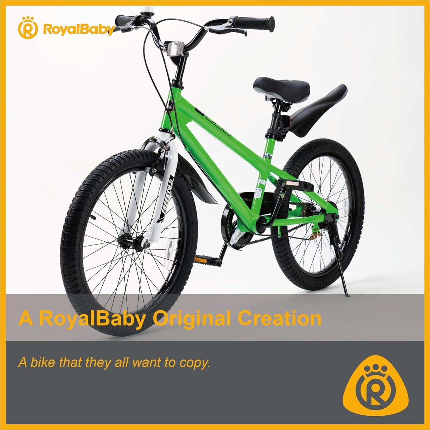 NEW - RoyalBaby Freestyle 20 Inch Kids Bike Bicycle with Kickstand, Water Bottle and Holder, and Reflectors for Boys and Girls Ages 8 and Up, Green - Retail $199