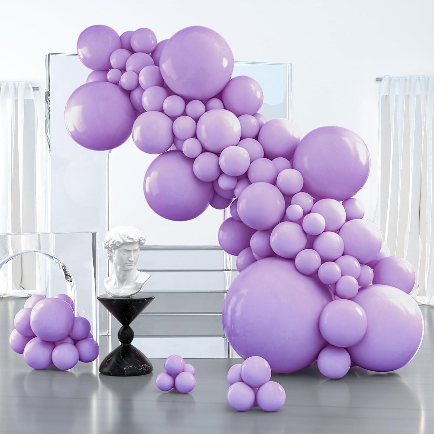 PartyWoo Pastel Purple Balloons 127 pcs Different Sizes Pack of 36 18 12 10 5 Inch Light Pastel Purple Lavender Lilac Balloon Arch Kit Garland for Baby Shower Birthday Party Decorations Purple-Q10