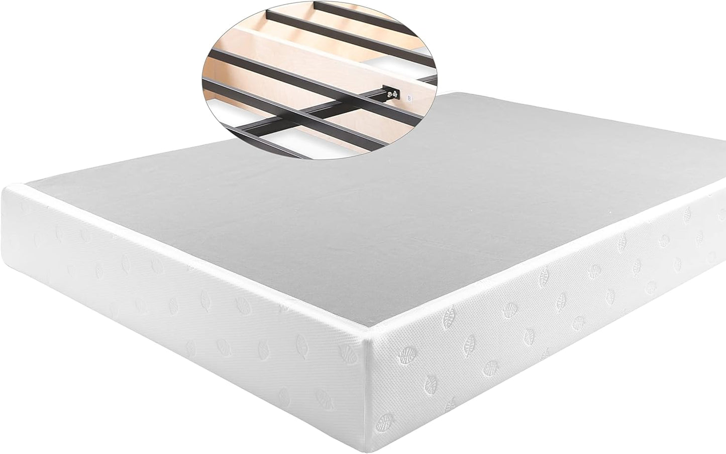 NEW - Panana Full 9 Inch Metal Box Spring Bed Base/Heavy Duty Steel with Fabric Cover/Mattress Foundation/Wooden Frame Easy Assembly,Full,White - Retail $103