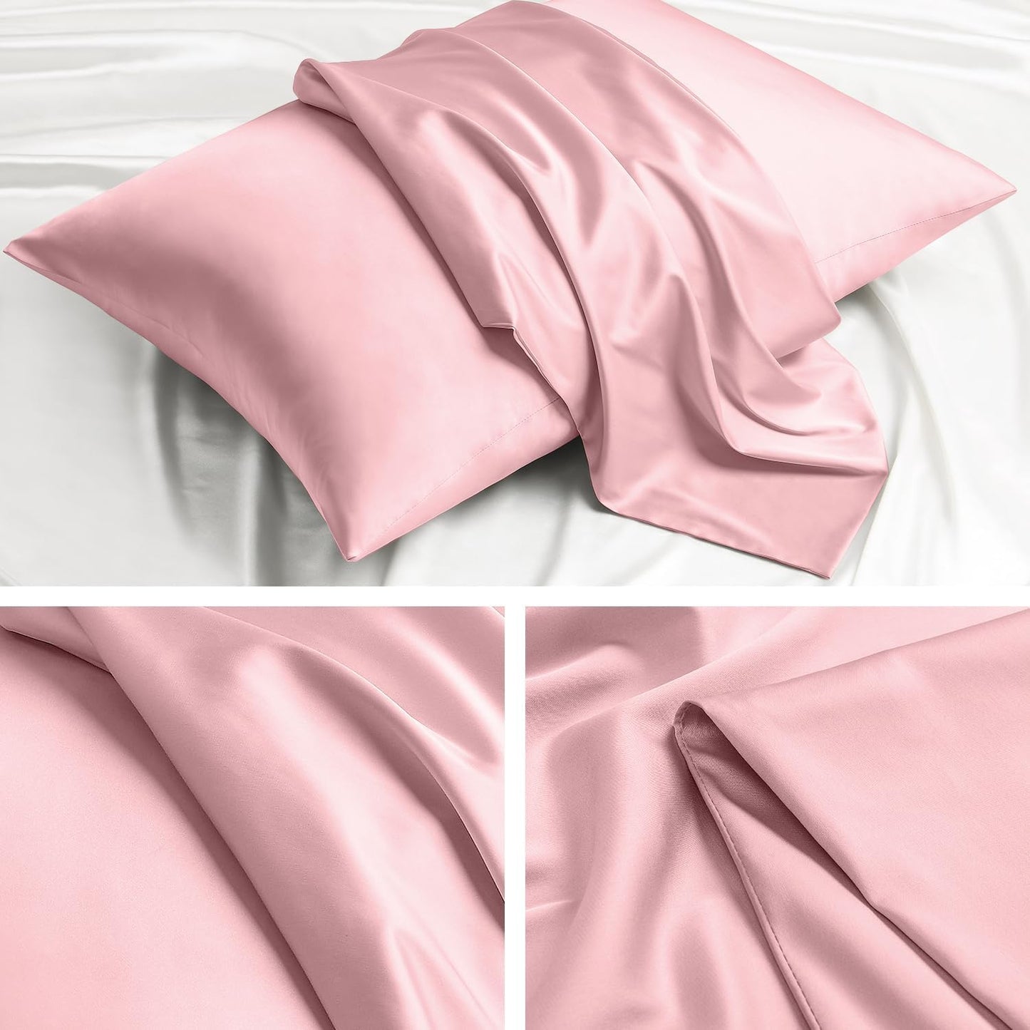 Softhour Silky Pillowcase Premium Satin Pillow Cases with Zipper Closure for Hair and Skin, King Size 20 x 36 Inches, Gifts for Women Men, Pink