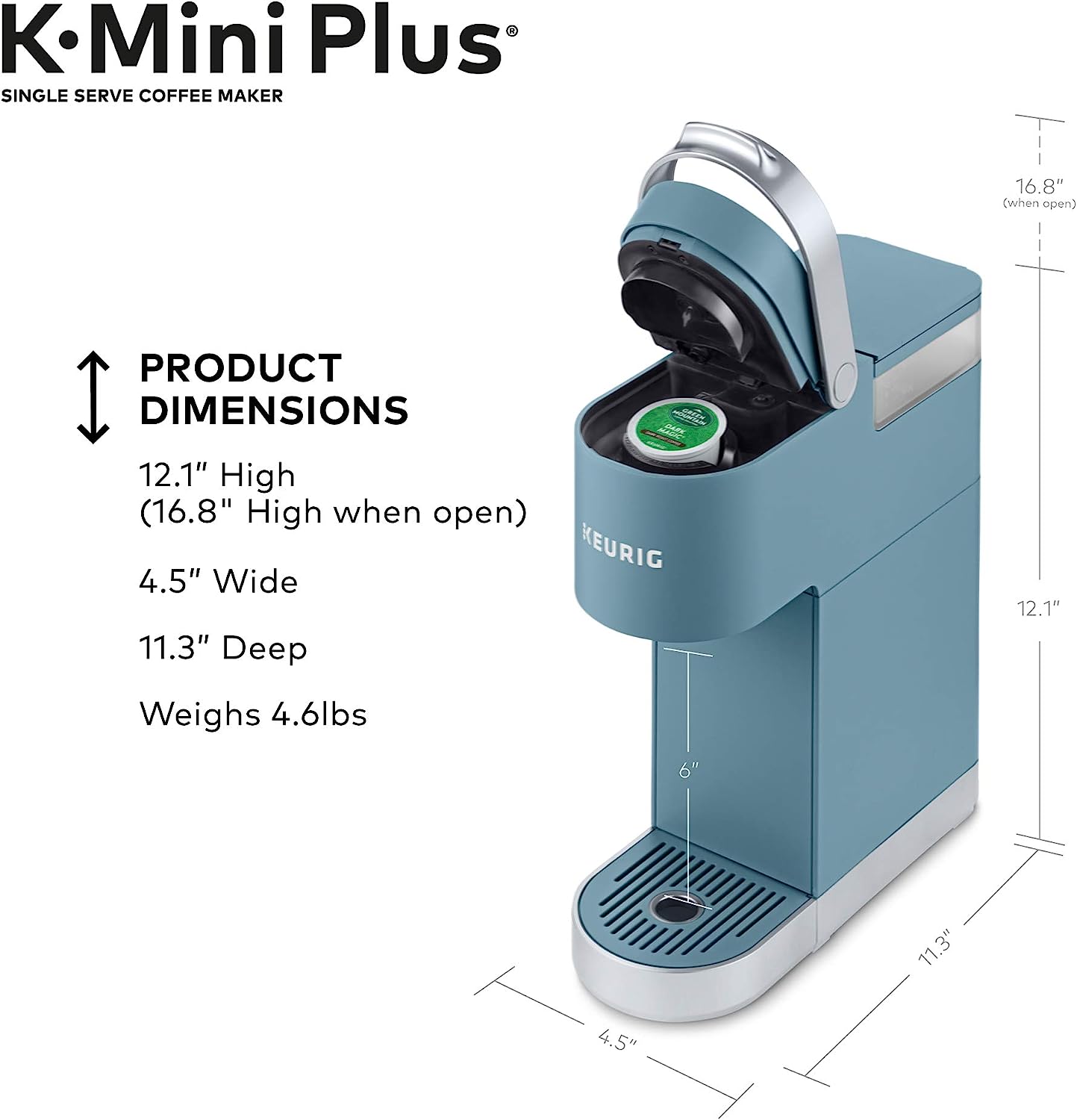 Keurig K-Mini Plus Single Serve K-Cup Pod Coffee Maker, Evening Teal - Retail $109