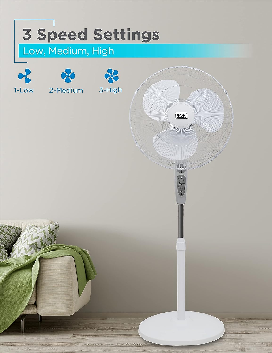 NEW - BLACK+DECKER 18-Inch, Stand Fan with Remote, White - Retail $44