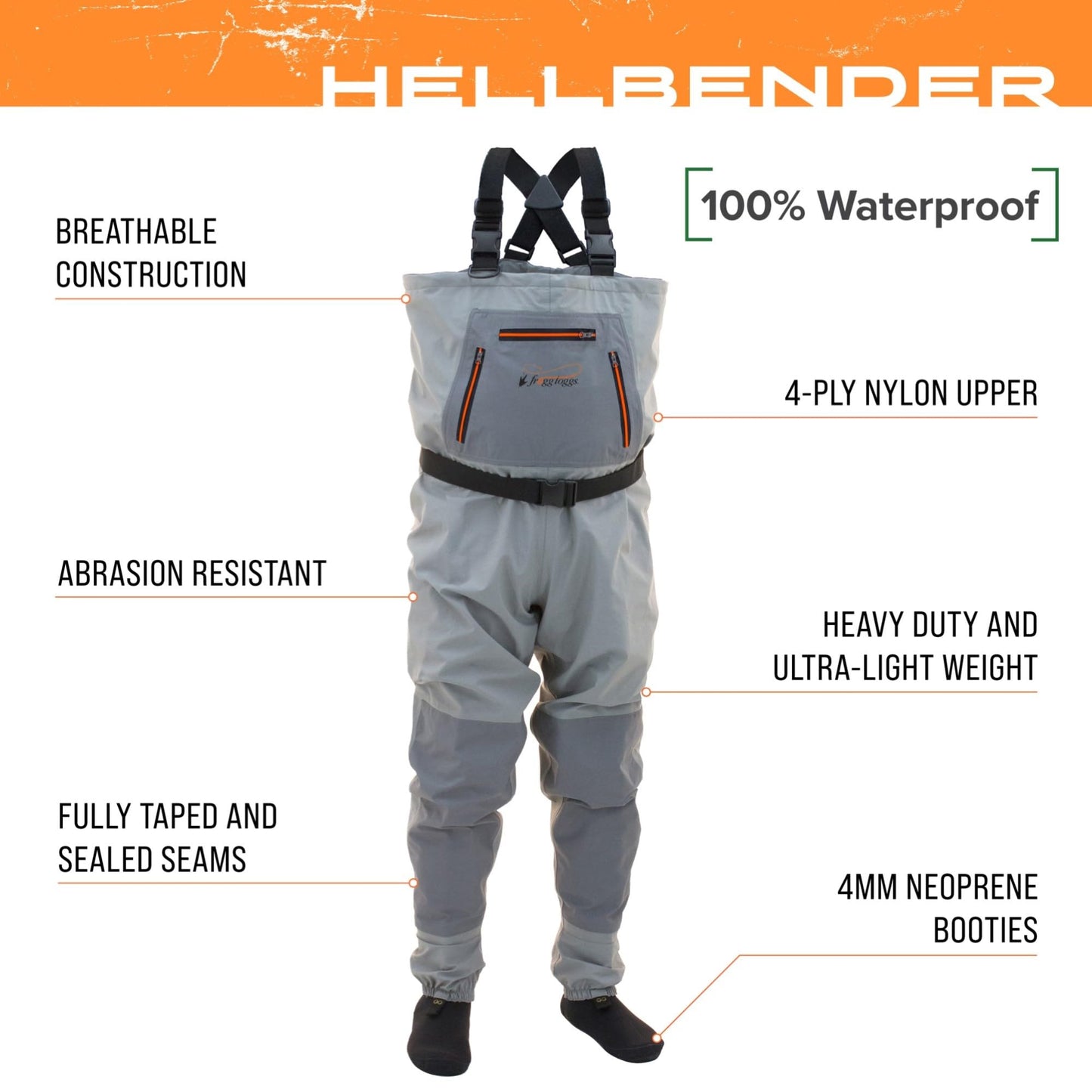 FROGG TOGGS Mens Hellbender Breathable Bootfoot Chest WaderHellbender Bootfoot Chest Wader, Medium