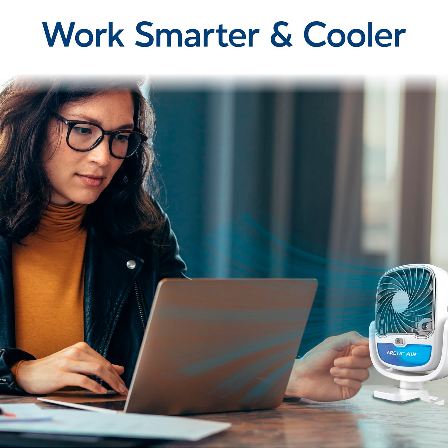 Arctic Air Grip Go Evaporative Cooler, Cordless & Portable Fan with 3 Speeds, Universal Clamp 360 Degrees Head Swivel, USB Charging, 5-Hour Battery, Personal for Home, Office, Car More, White