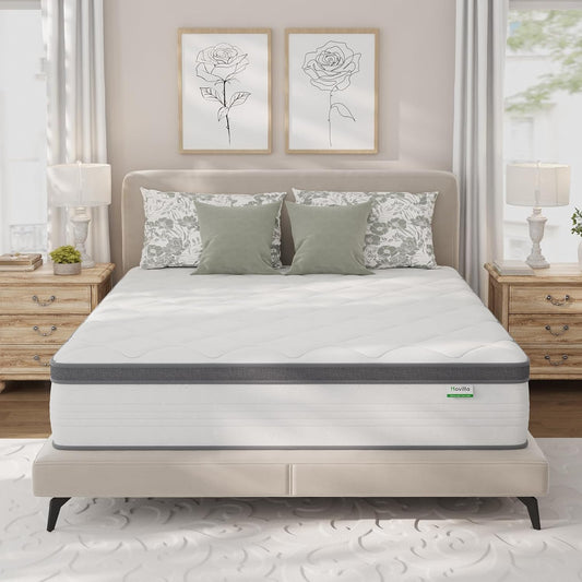 NEW - Novilla 10 Inch Queen Size Mattress, Queen Hybrid Mattress in a Box, Pocket Innerspring Mattress Queen for Motion Isolation, Pressure Relief, Sopportive & Firm Feel - Retail $209