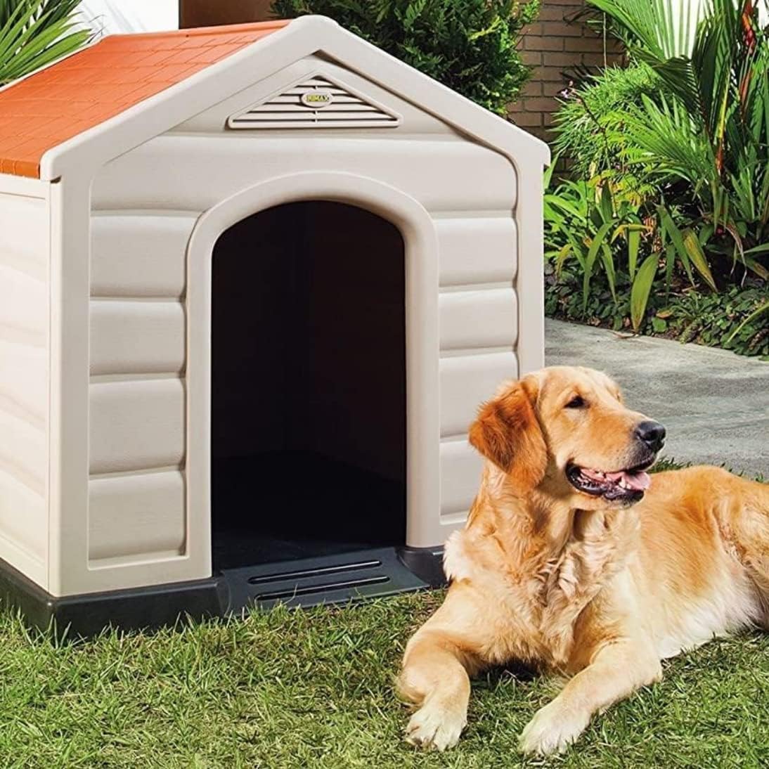 NEW w/ dmg: YO PIDO Dog Houses Made with Plastic UBQ, 35 x 35 x 36.2 in, for Medium and Small Pets, Made for Outdoors with UV Protection and Water Resistant, Moisture Resistant, Easy to Assemble, RED - Retail $145