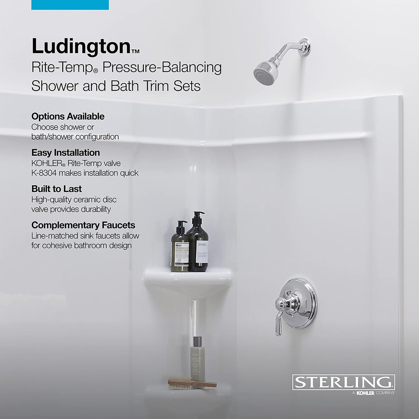 NEW - Sterling by Kohler Brushed Ludington Shower Only Trim Package with 1.75 GPM Single Function Shower Head