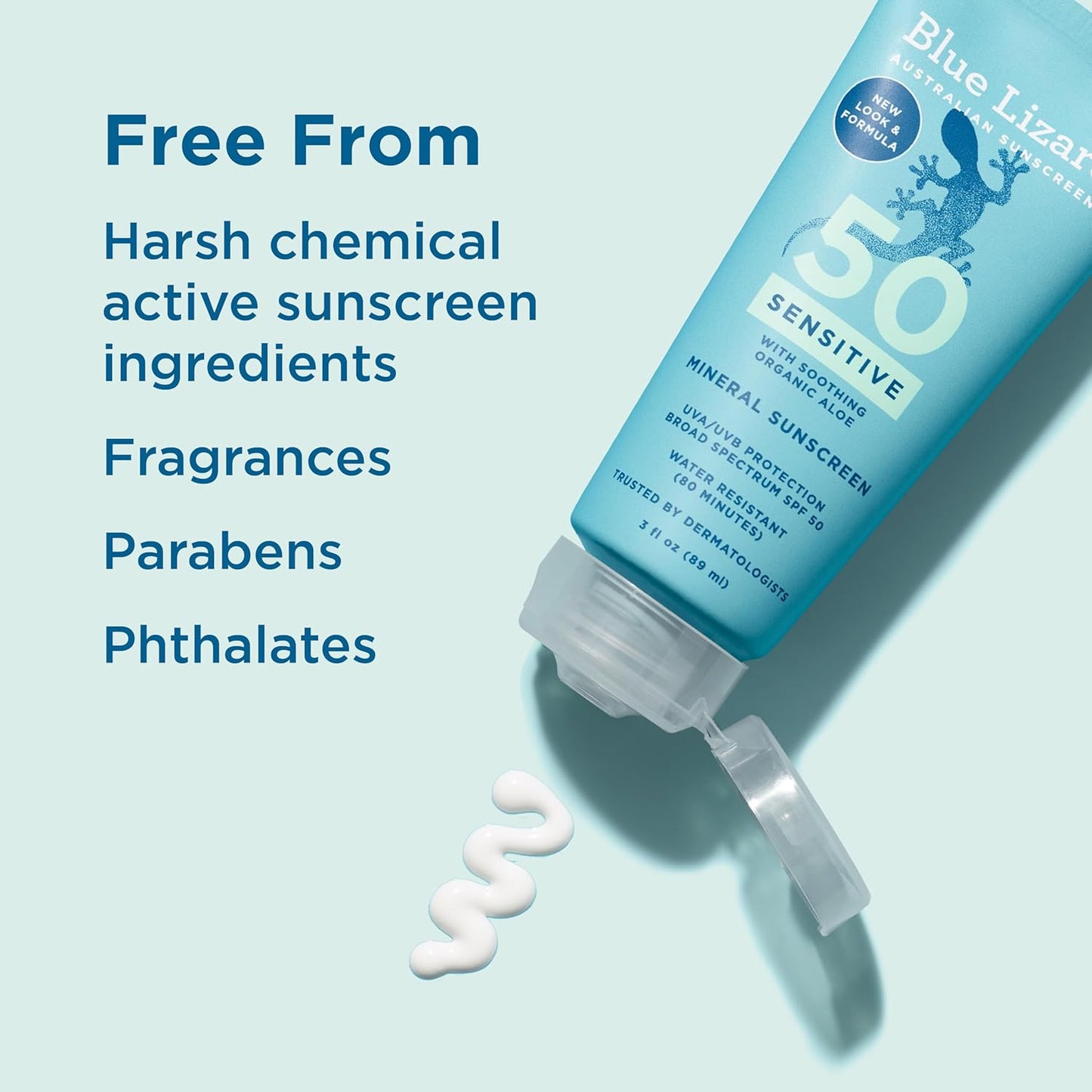 Blue Lizard AU Mineral Sunscreen SPF 50 3 fl. oz (89 ml) tube and 5 fl.  oz (148 ml) tube