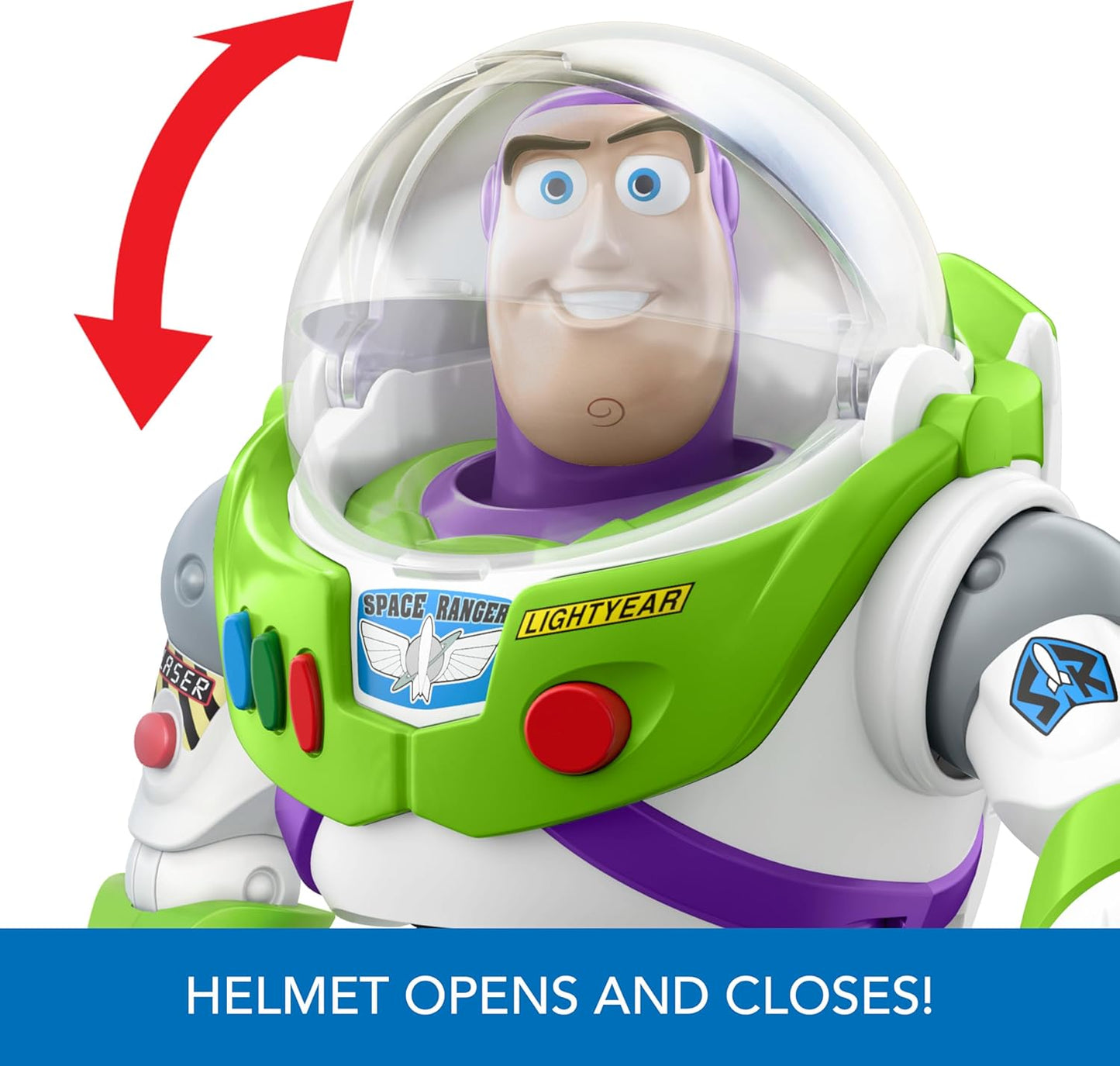 Mattel Disney and Pixar Toy Story Talking Action Figure, Rocket Rescue Buzz Lightyear with 20+ Sounds & Phrases & Moving Helmet Visor, 12-inch Scale