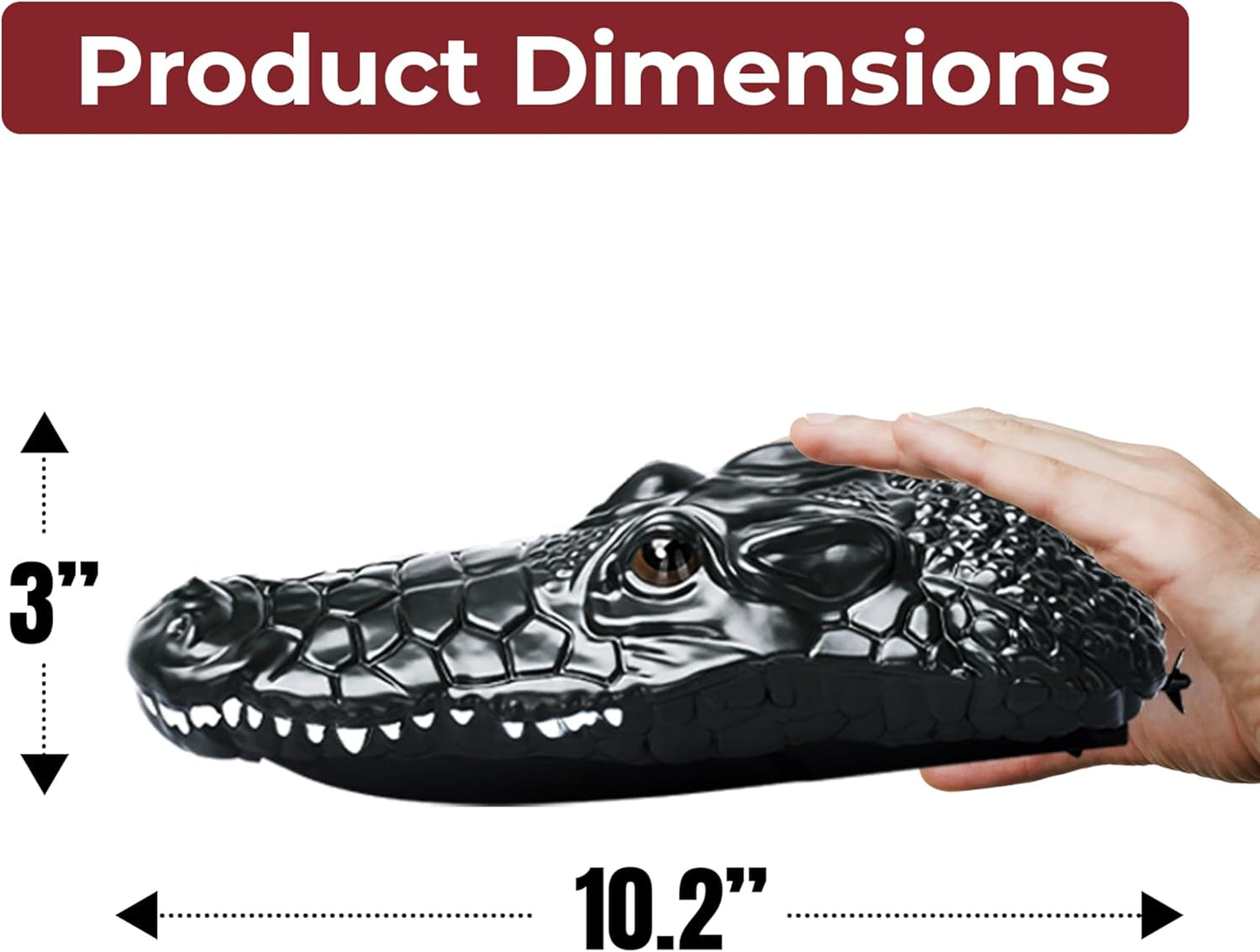 Top Race Remote Control Alligator Head - Remote Control Boat Prank Toy for Kids, Adults, Pranksters - 2.4G Waterproof RC Boats - Battery Powered - 3Hx10.2Linch - Retail $17