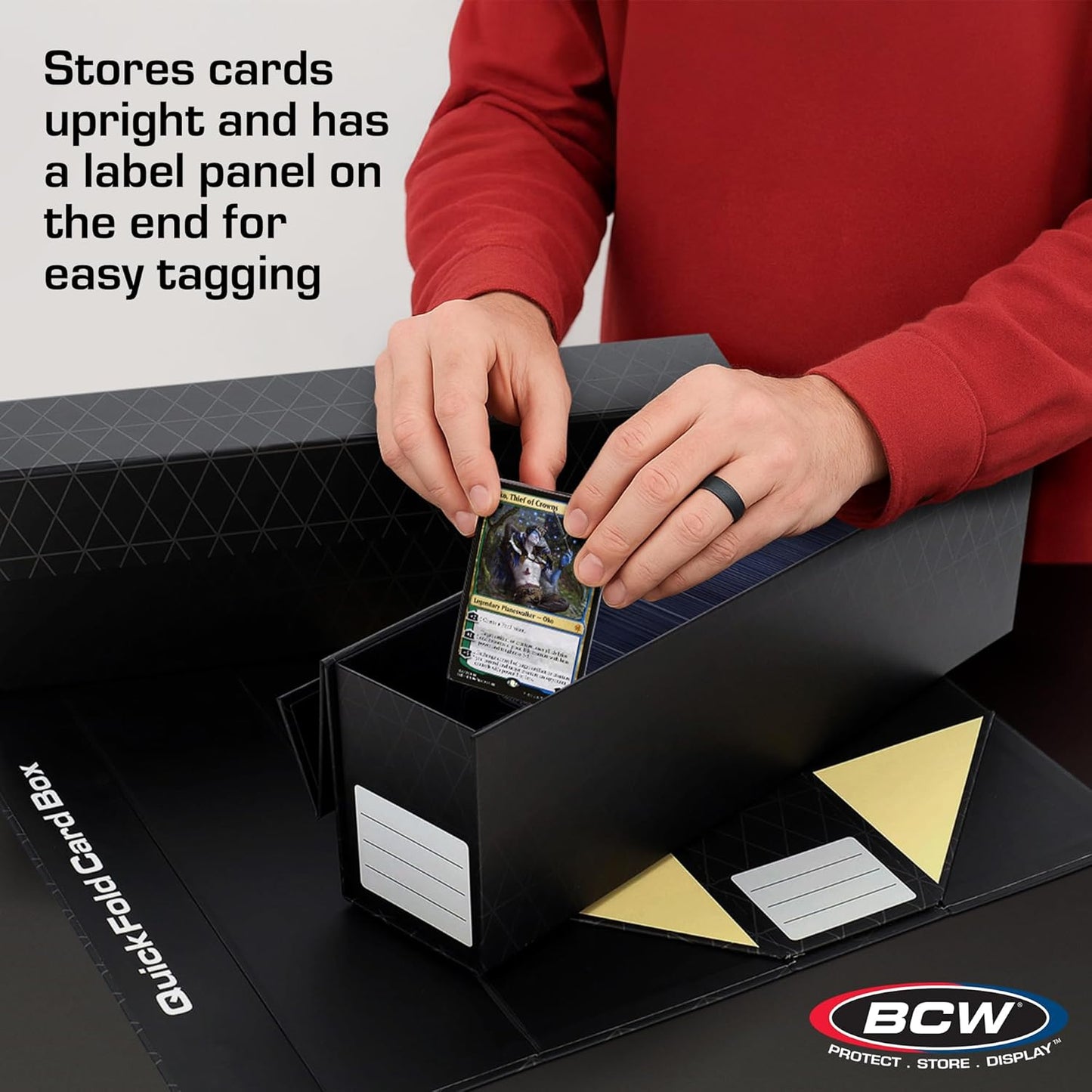 BCW QuickFold® Card Storage Boxes for Magnetics & Toploaders – 3 Pack | Trading Card Holder Box with Magnetic Closure | Easy Fold Assembly for Sports and TCG Cards