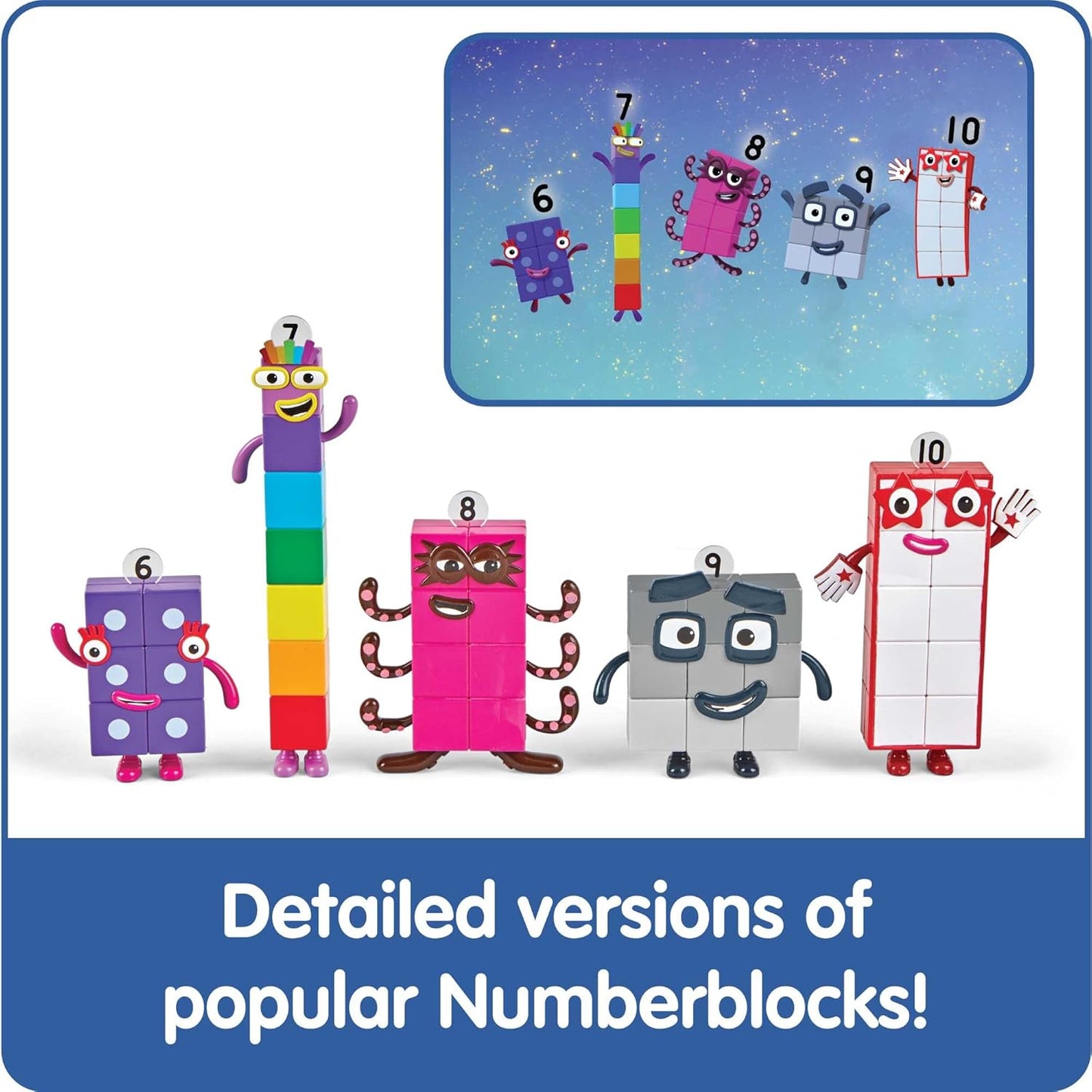 hand2mind Numberblocks Friends Six to Ten, Action Figure Set, Toy Figures & Playsets, Small Figurines for Kids, Counting Blocks, Numbers for Toddlers, Math Toys, Kids Birthday Gifts