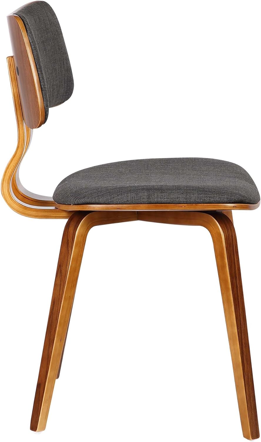 NEW - Armen Living Jaguar Dining Chair in Charcoal Fabric and Walnut Wood Finish,Charcoal/Walnut Finish 20D x 18W x 29H in - Retail $73