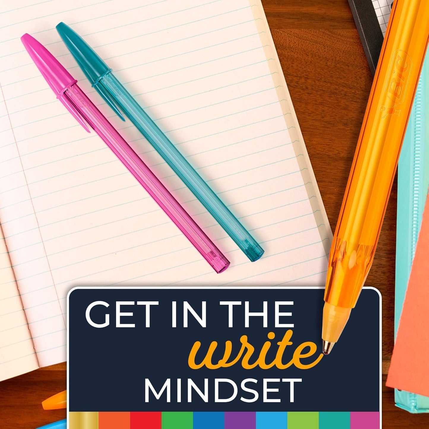 BIC Color Cues Pen Set, 60-Count Pack, Assorted Colors, Fun Color Pens for School Supplies, Includes BIC Cristal Xtra Smooth Ballpoint Pens