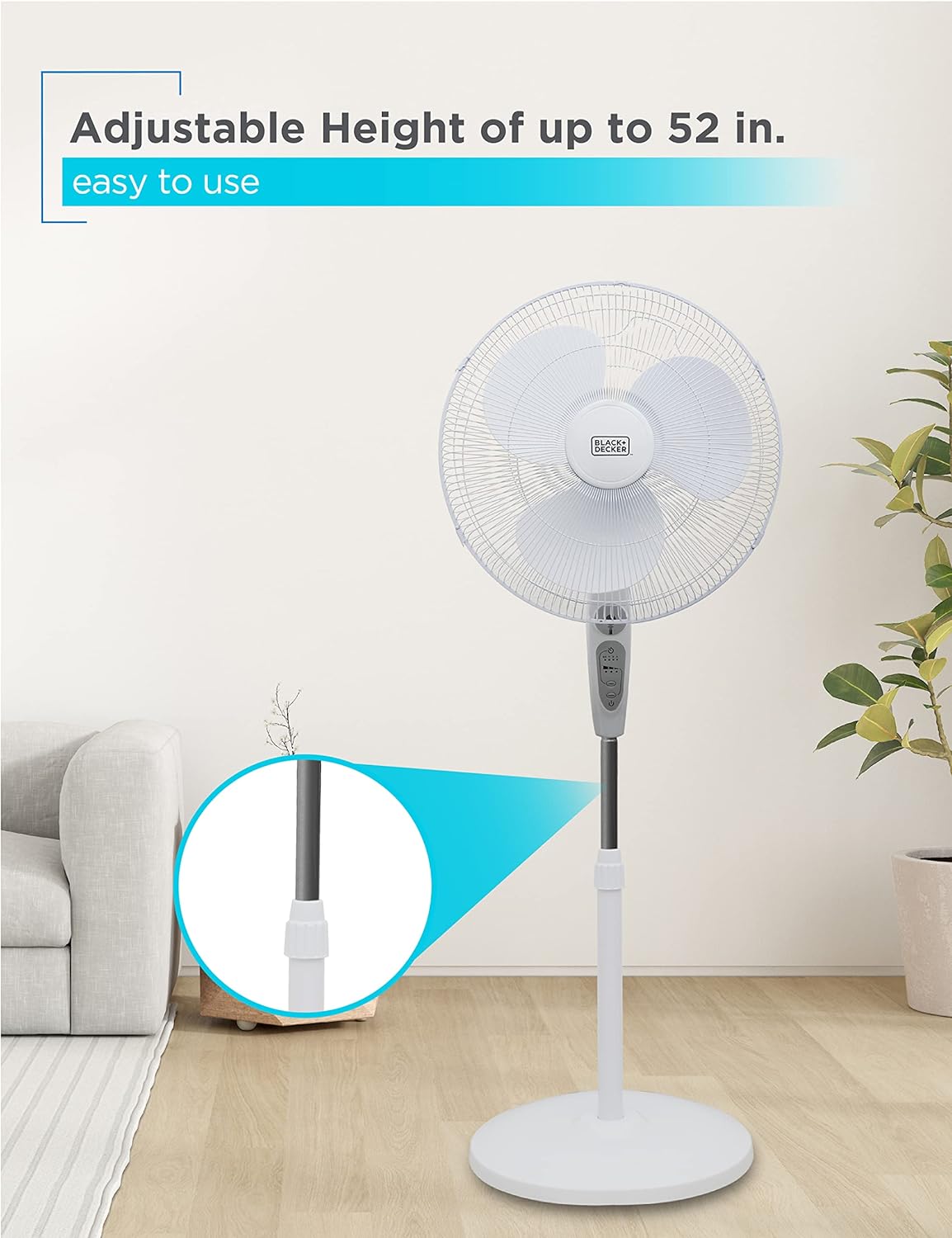 NEW - BLACK+DECKER 18-Inch, Stand Fan with Remote, White - Retail $44