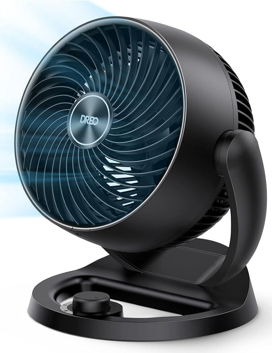 NEW - Dreo Fans for Home Bedroom, Table Air Circulator Fan for Whole Room, 9 Inch, 70ft Strong Airflow, 120Â° adjustable tilt, 28db Low Noise, Quiet, 3 Speeds, 2023 New Desk Fan for Office, Kitchen, Home - Retail $39